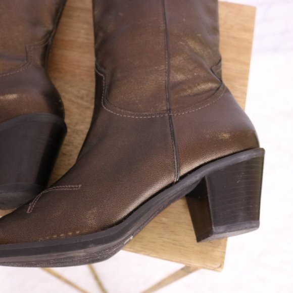 Franco Sarto leather bronze metallic cowboy boots - Picture 8 of 14